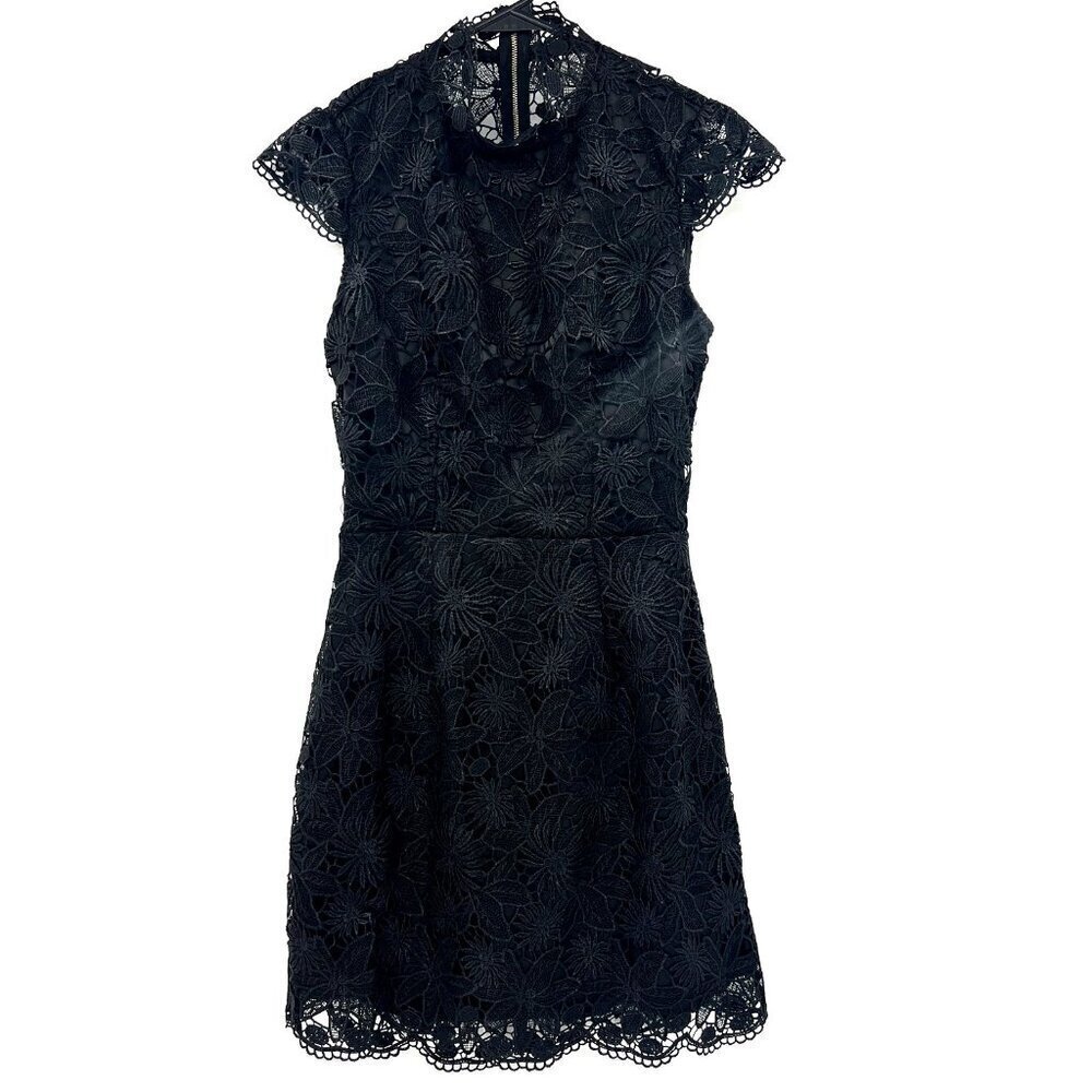 Asilio Dark Muse Black Lace Cut Out Back Mini Dress Womens Size 6